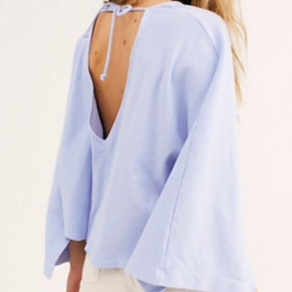 Free People Mateo Top Blue Knit Size M - Picture 3 of 12